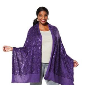 NEW IMAN purple sequin and purple solid wrap/shawls (2 pieces)